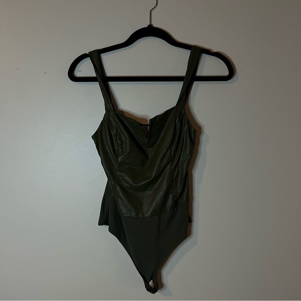 Green leather bodysuit